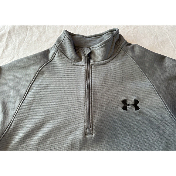 Under Armour Sweatshirt Mens Medium Grey Quarter Zip Mock Neck Golf Athletic - Picture 4 of 15